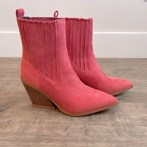 Pink suede ankle boots